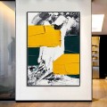 Pincel amarillo abstracto de Palette Knife arte de pared textura minimalista